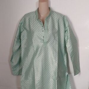 Mint Green Gold Long Tunic New With Tag Kurta